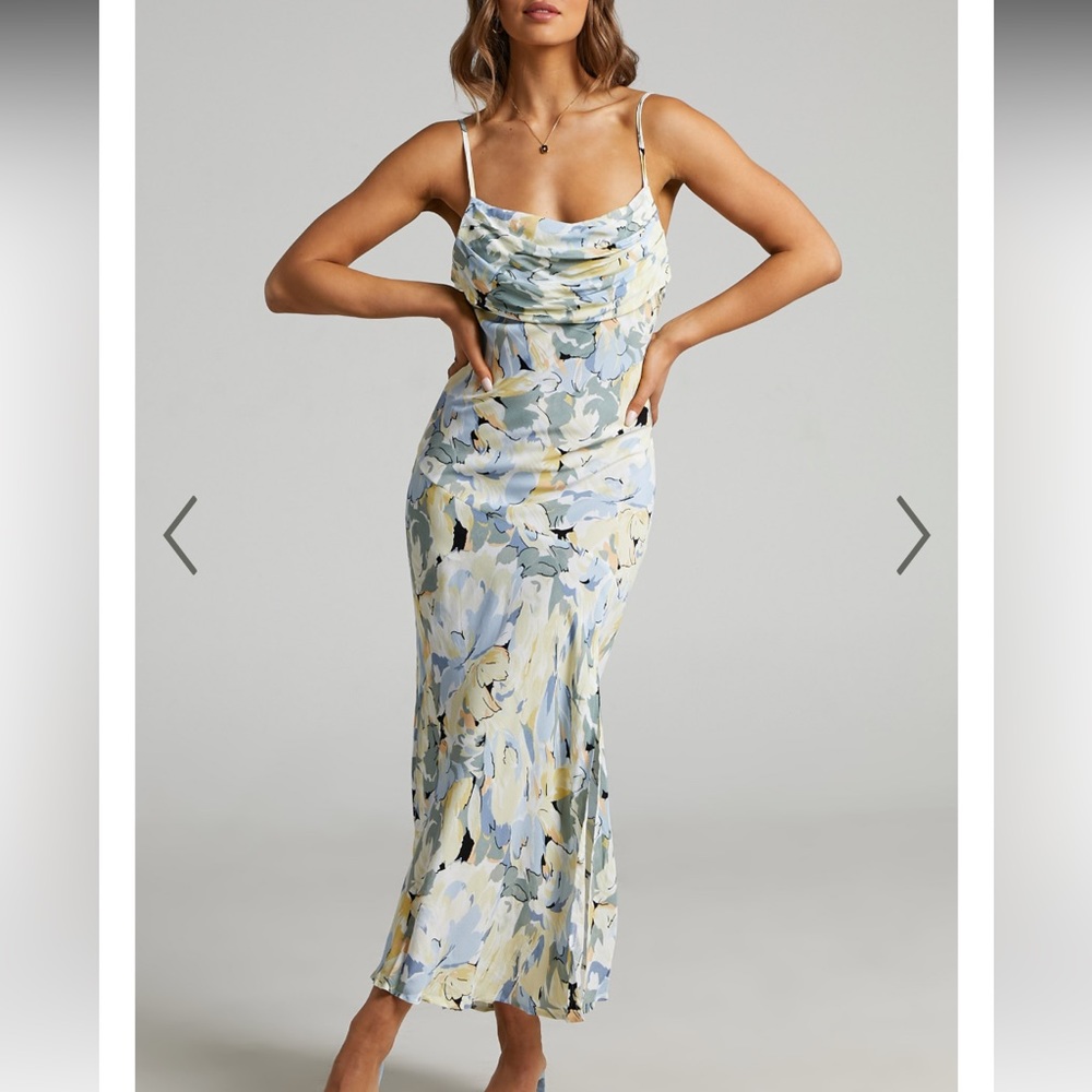 Blue Floral Midi Dress